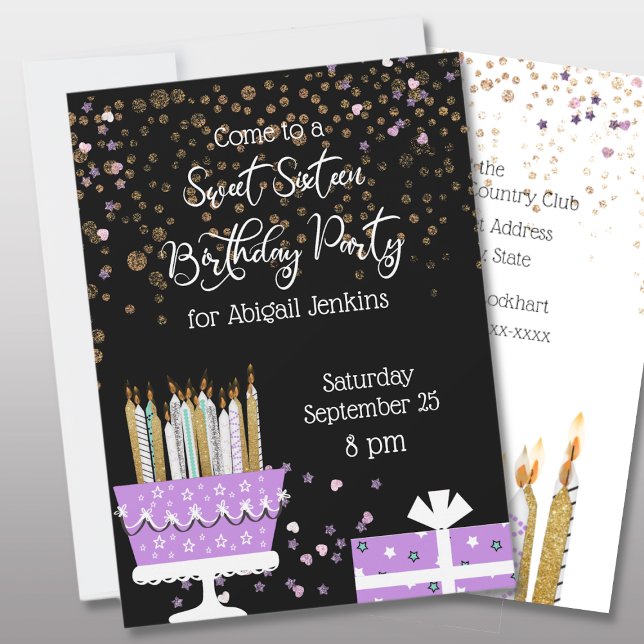 Pastel y Velas dulces 16 Purpurinas (Subido por el creador)