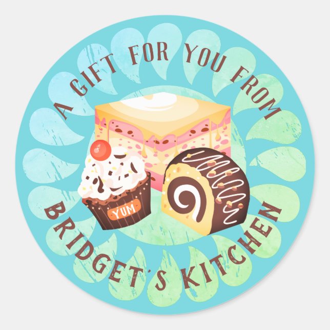 Pastelería panadería de la cocina del pegatina (Anverso)