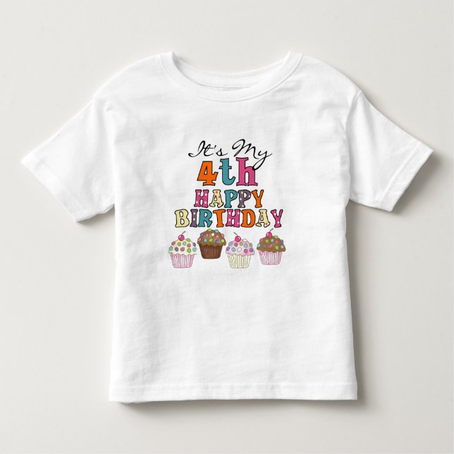 Pasteles de bonito 4ª camisetas de cumpleaños y re (Anverso)