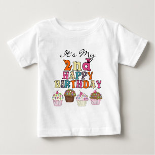 Pasteles de bonito camisetas de segundo cumpleaños