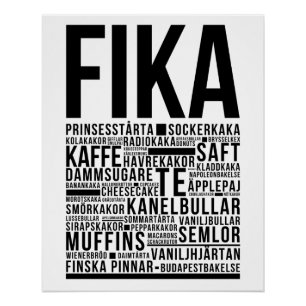 Pasteles de café sueco de Fika Poster de tipografí