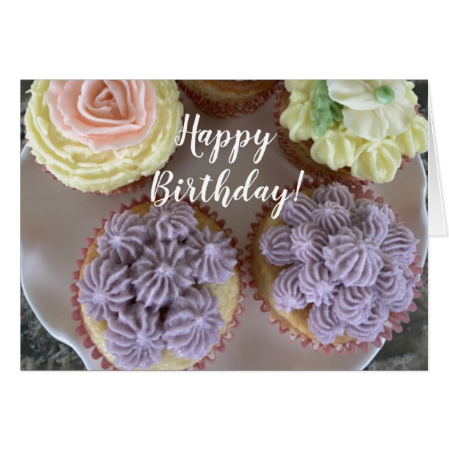 Pasteles De Crema De Mariposa Para Su Cumpleaños (Anverso (Horizontal))