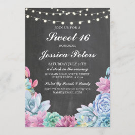 Pasteles dulces de cumpleaños 16 Invitación rústic