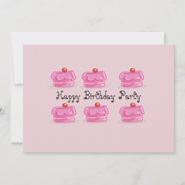 Pasteles rosas en una invitación para un Fiesta de (Anverso)