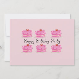 Pasteles rosas en una invitación para un Fiesta de
