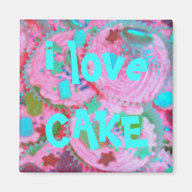 Pasteles rosas, imán de frigorífico para 'me encan (Frente)