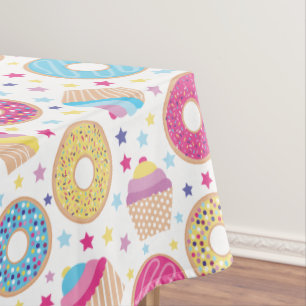 Pasteles y manteles de donuts