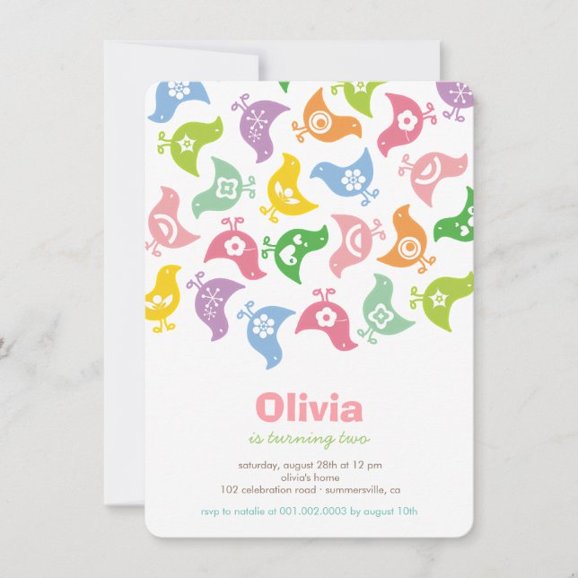 Pastels Retro Chicks Chica Invitación a fiesta de  (Anverso)