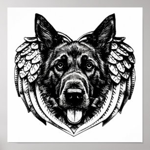 pastor alemán Angel perro cabeza arte ilustración