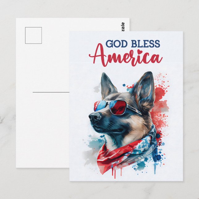 Pastor Alemán, Dios Bendiga a América Tarjeta Post (Anverso / Reverso)