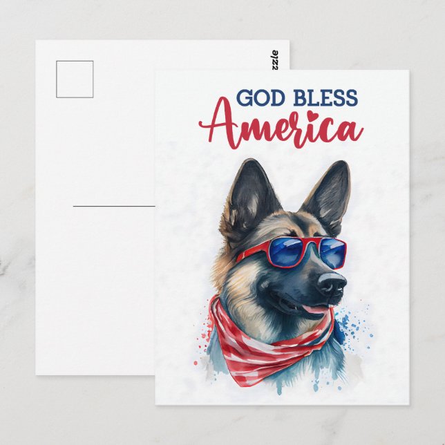 Pastor Alemán, Dios Bendiga a América Tarjeta Post (Anverso / Reverso)