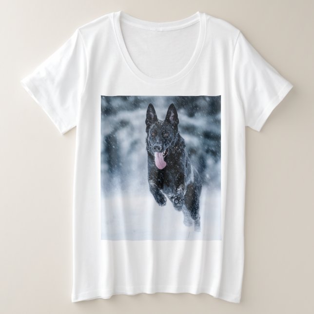 Pastor alemán negro con cubierta de Duvet de nieve (Anverso del diseño)