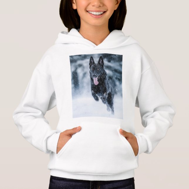 Pastor alemán negro con cubierta de Duvet de nieve (Anverso)