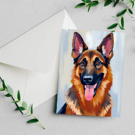 Pastor Alemán | Tarjeta de Mascota de Acuarela de 