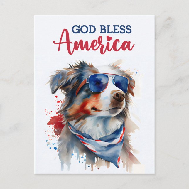 Pastor Australiano, Dios Bendiga América Tarjeta P (Anverso)