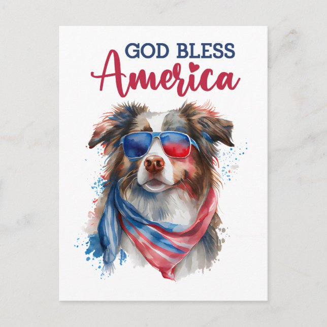 Pastor Australiano, Dios Bendiga América Tarjeta P (Anverso)