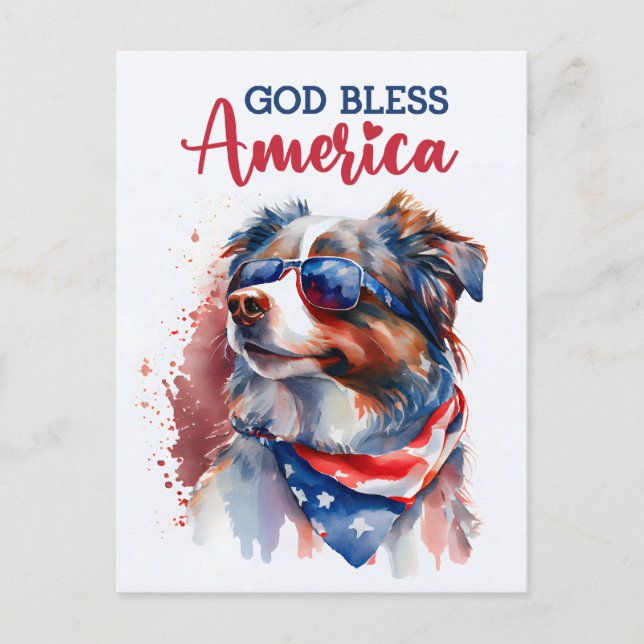 Pastor australiano, Dios bendiga la postal estadou (Anverso)