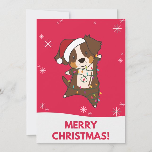 Pastor australiano Feliz Invierno de Navidad (Anverso)