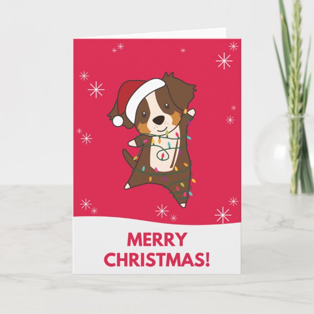 Pastor australiano Feliz Invierno de Navidad (Anverso)