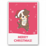 Pastor australiano Merry Christmas Winter Pegatina<br><div class="desc">El pastor australiano en Navidades con luces de hadas. Animales divertidos con regalos para las vacaciones. También es gracioso para los Navidades en julio. Los perros son lindos animales y son perfectos para los Navidades.</div>