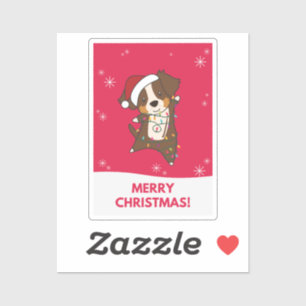 Pastor australiano Merry Christmas Winter Pegatina