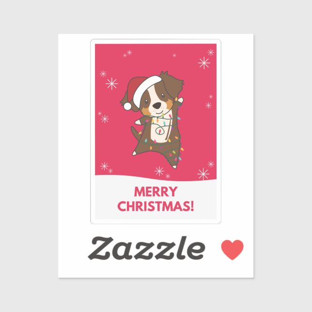 Pastor australiano Merry Christmas Winter Pegatina (Hoja)