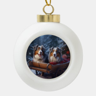 Pastor Australiano Nieve Trineo Decoración Navidad