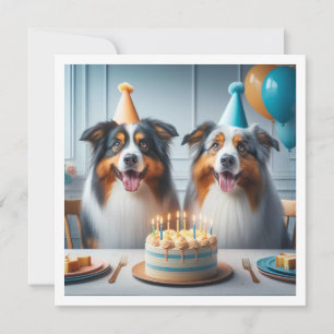 Pastor australiano, tarjeta de cumpleaños de perro