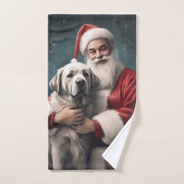Pastor de Anatolia con Navidad de Santa Claus (Toalla de mano)