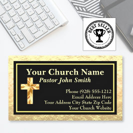 Pastor De La Iglesia, Tarjetas De Negocios De Oro