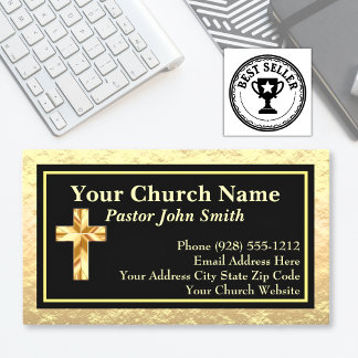 Pastor De La Iglesia, Tarjetas De Negocios De Oro