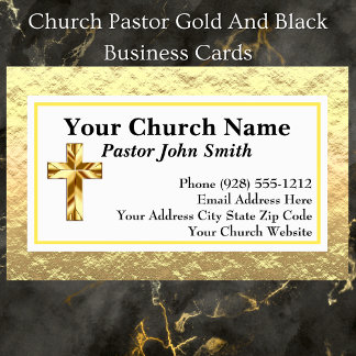Pastor De La Iglesia, Tarjetas De Negocios De Oro