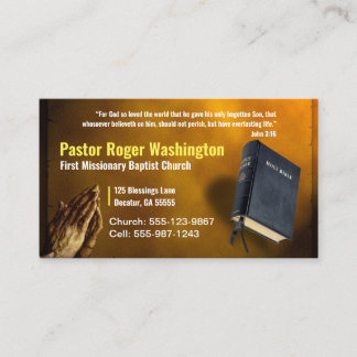 Pastor de oro o tarjeta de visita Deacon Bible Chu