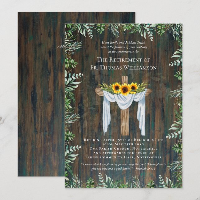 Pastor Sacerdote Deacon Ministro Retirada Girasol (Anverso / Reverso)