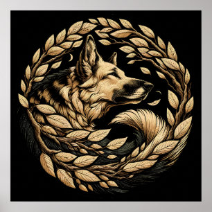 Pastores alemanes de la flora del arte del perro p