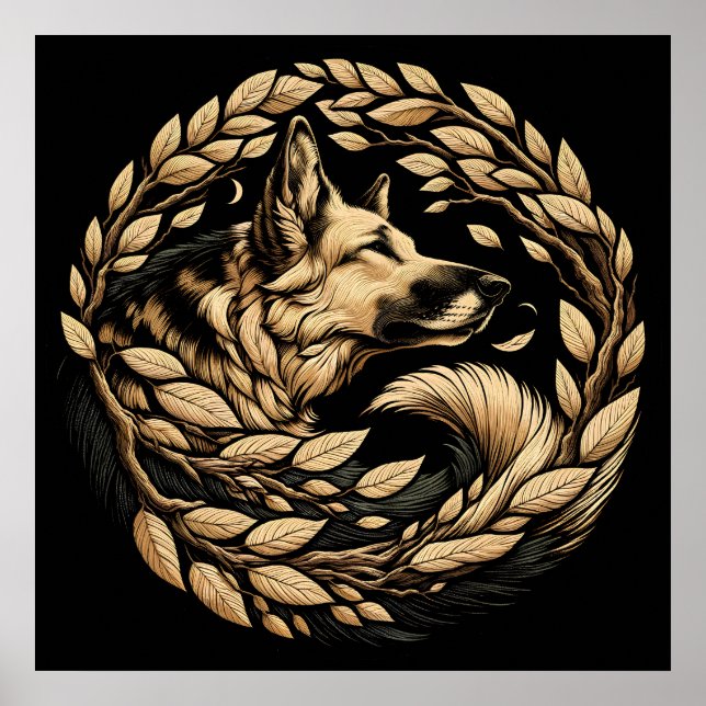 Pastores alemanes de la flora del arte del perro p (Frente)