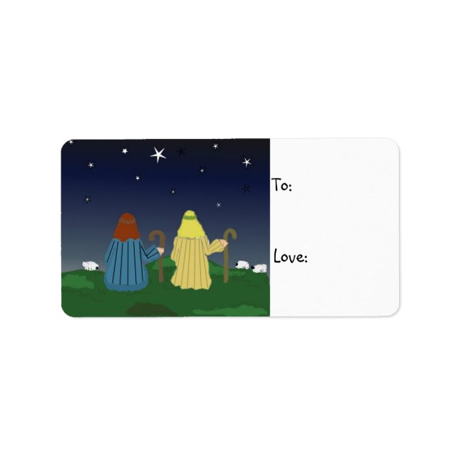 Pastores en la etiqueta de regalo de campo (Frente)