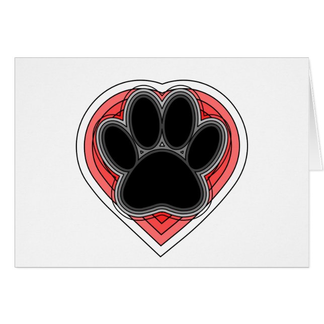Pata De Perro En El Corazón Rojo Con Brotes (Anverso (Horizontal))