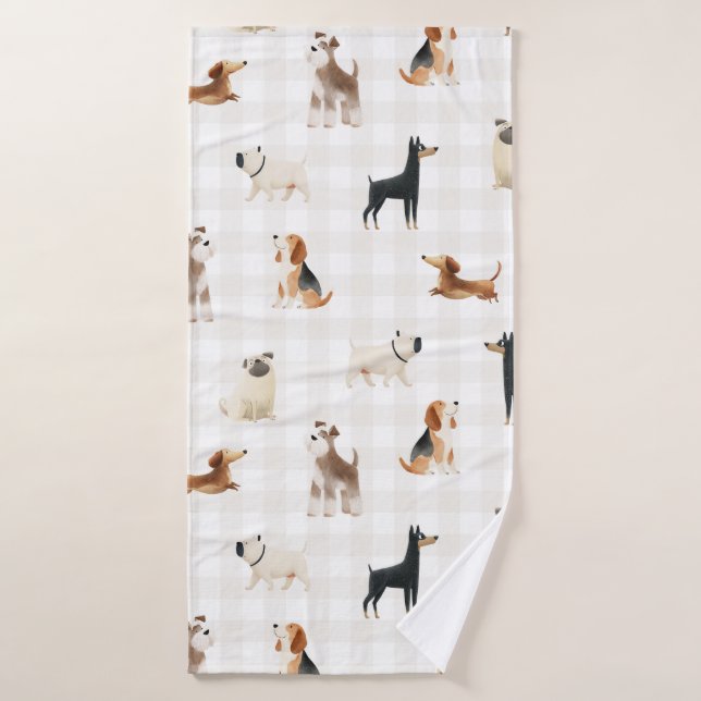 Patas Gingham perros adorables  (Toalla de baño)