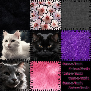Patchwork Gats-a-Tonic Cat Leggings - Black Purple