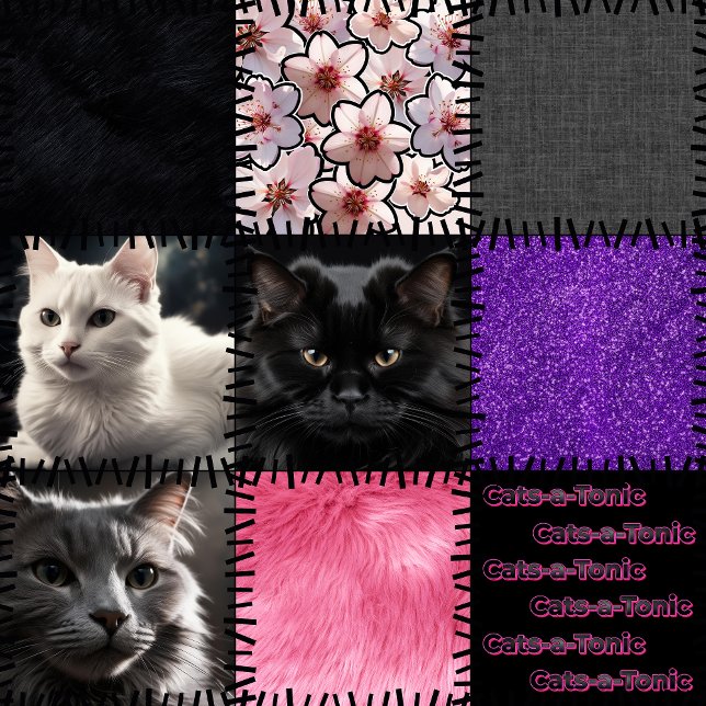 Patchwork Gats-a-Tonic Cat Leggings - Black Purple (Subido por el creador)