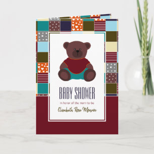 Patchwork Teddy Bear, Invitación de Baby Shower