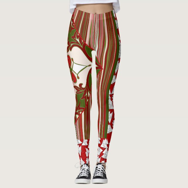 Patchy Stripes Christmas Party Leggings (Anverso)