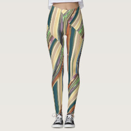 Patchy Stripes Green Leggings