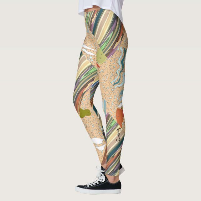 Patchy Stripes Green Party Leggings (Izquierda)