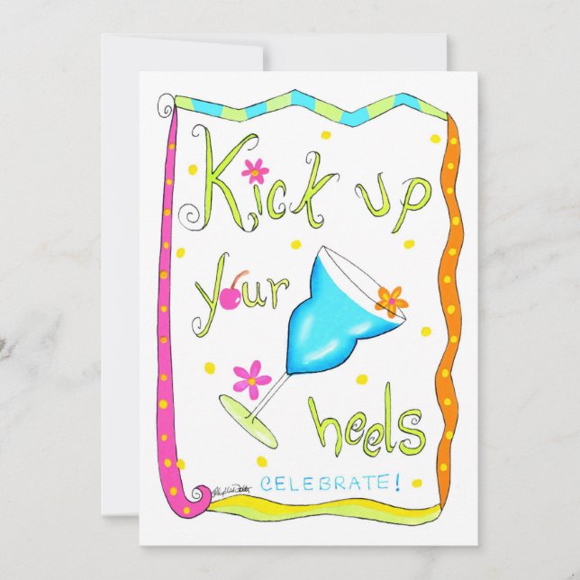 Patear tus tacones Bebida azul Invitación de fiest (Anverso)