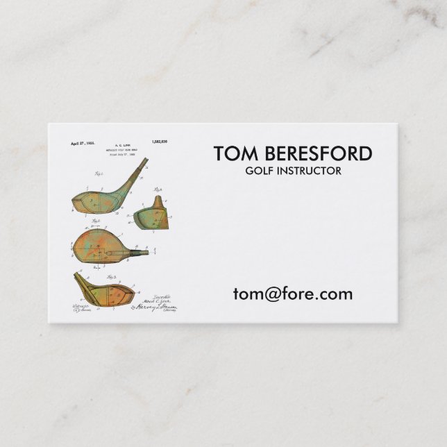 PATENTE de las CABEZAS de CLUB DE GOLF - tarjetas (Anverso)