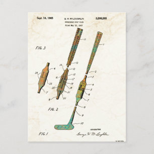 PATENTE PLEGABLE del CLUB DE GOLF - postales