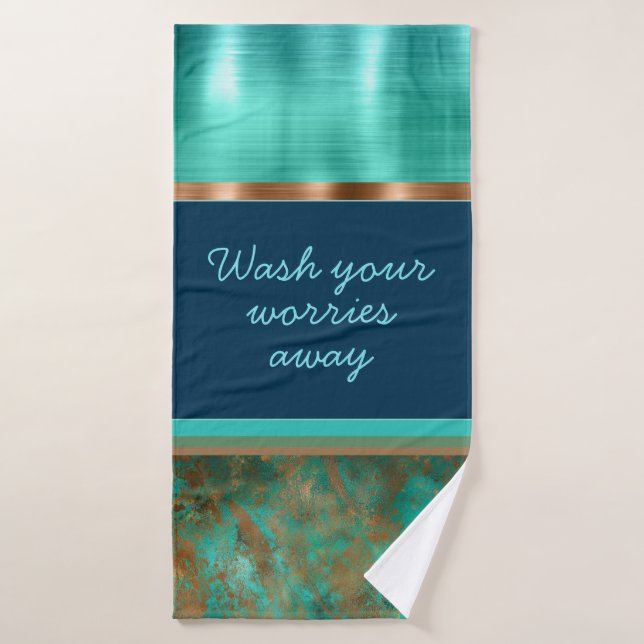 Patina - azul personalizado oxidado verde azulado  (Toalla de baño)