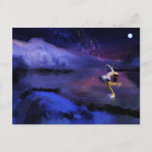 Patinaje bajo la tarjeta postal de las luces del n